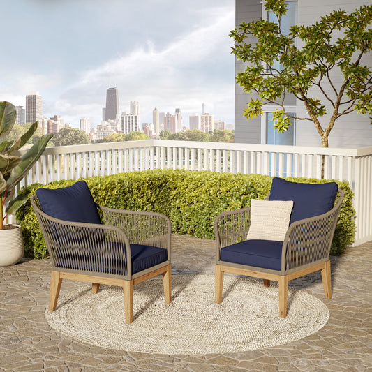 TK Classics Set of 2 Outdoor Arm Chairs with Cushions