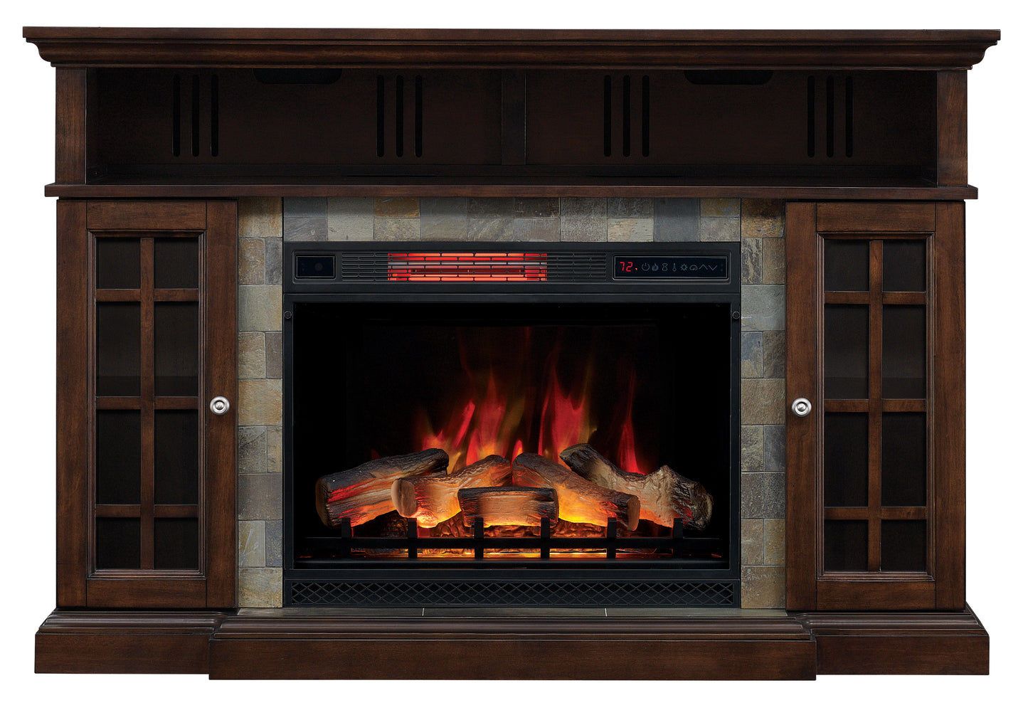 Lakeland TV Stand for TVs up to 65", Roasted Cherry (Electric Fireplace Insert sold separately)