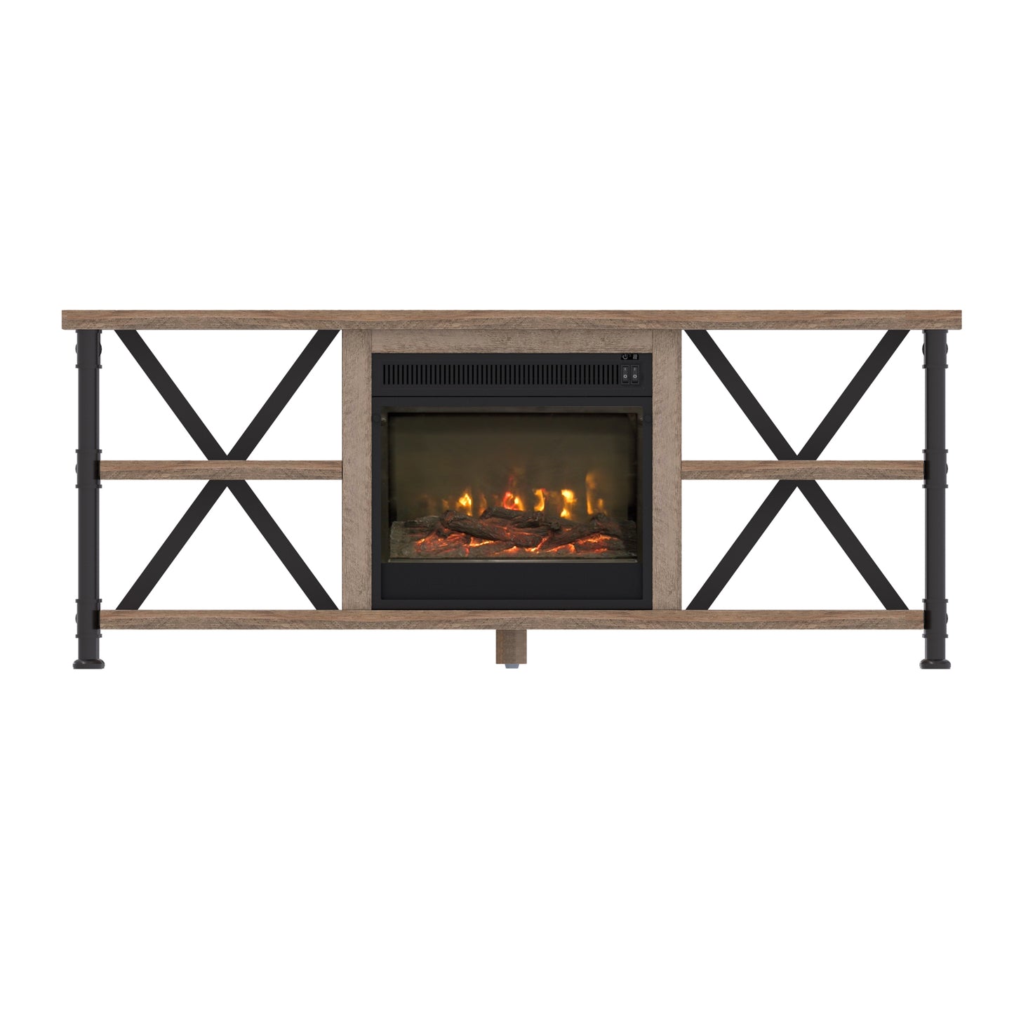 Irondale TV Stand for TVs up to 65" with Electric Fireplace, Autumn Driftwood