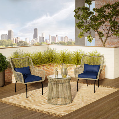 TK Classics 3-Piece Outdoor Conversation Set with Cushions