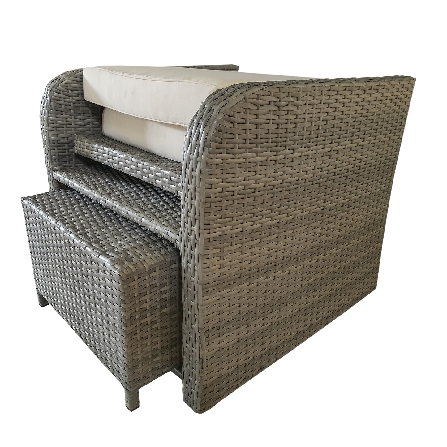 TK Classics Club Chair with Ottoman in Gray Wicker