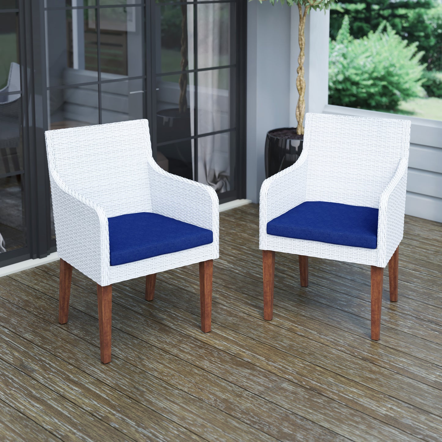 TK Classics Outdoor Dining Armchairs with Cushions, Set of 2
