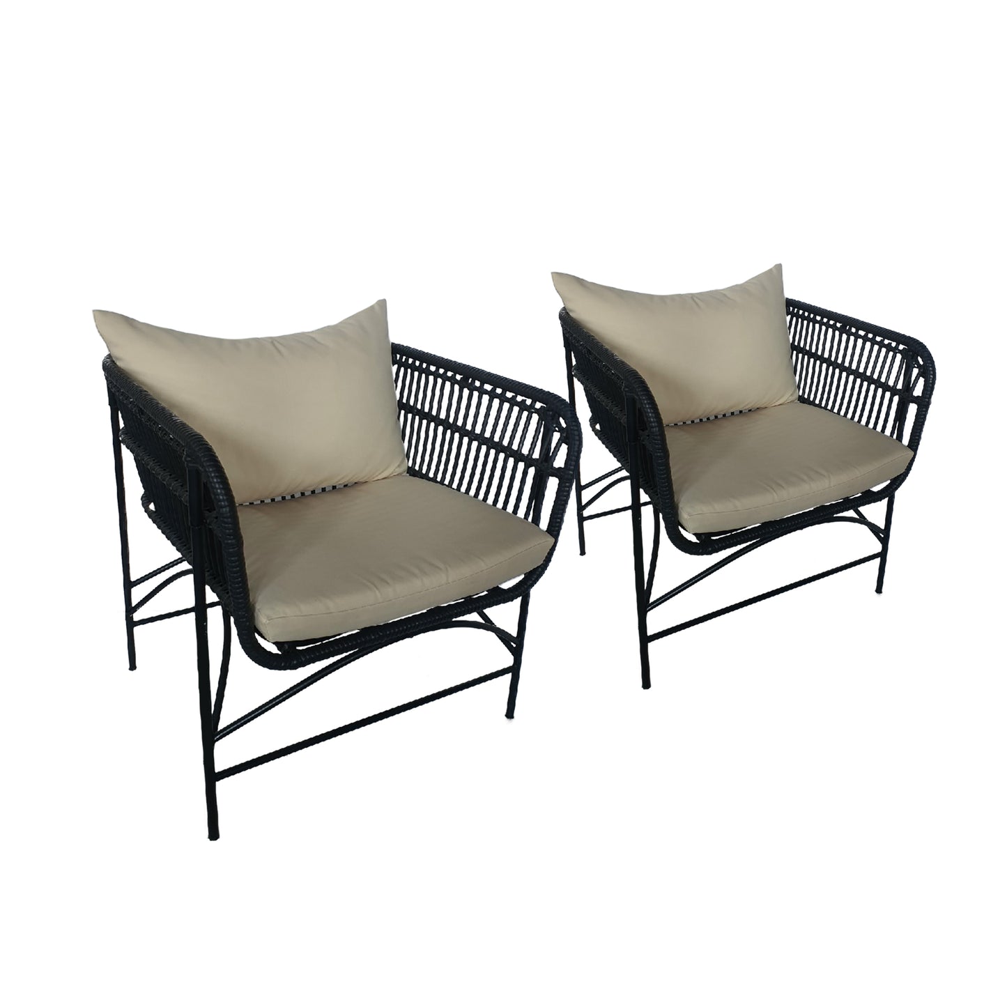 TK Classics Outdoor Arm Chairs with Cushions, Set of 2