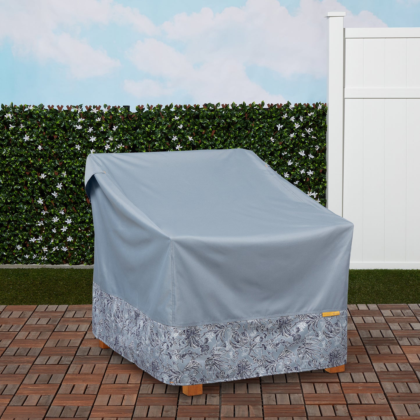 Vera Bradley by Classic Accessories Water-Resistant Lounge Patio Chair Cover, 30 x 35 x 32 Inch, Rain Forest Toile Gray