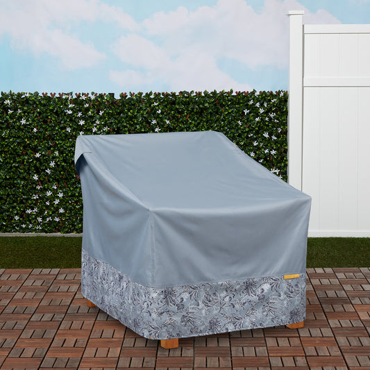 Vera Bradley by Classic Accessories Water-Resistant Lounge Patio Chair Cover, 30 x 35 x 32 Inch, Rain Forest Toile Gray