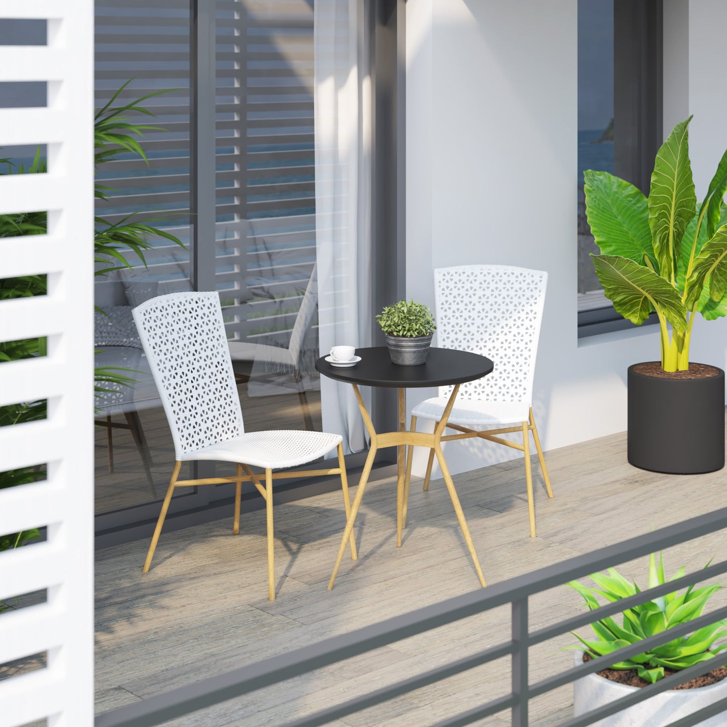 TK Classics 3 Piece Outdoor Dining Set with Tapered Legs