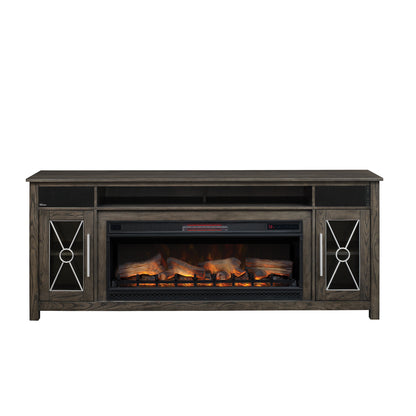 Heathrow TV Stand with Two Speakers for TVs up to 80”, Tifton Oak (Electric Fireplace sold separately)