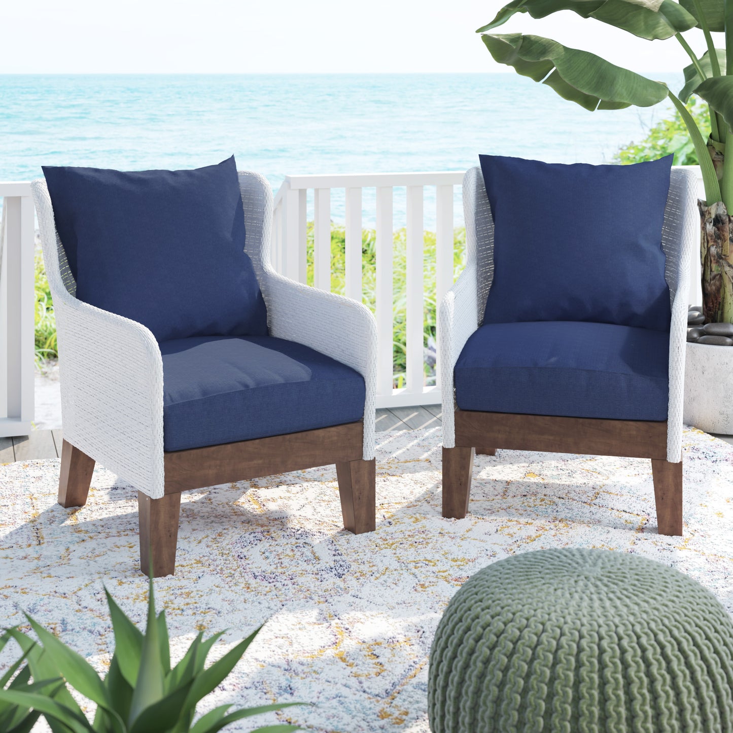 TK Classics Outdoor Arm Chairs with Cushions, Set of 2