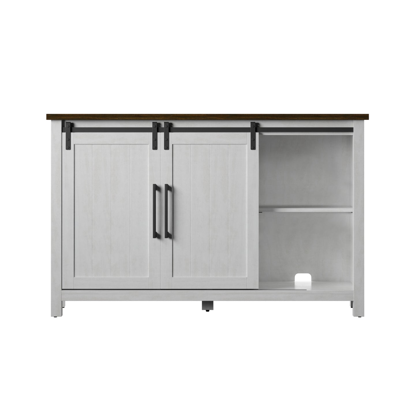 Modern Farmhouse Sideboard with Wine Storage and Sliding Barn Doors