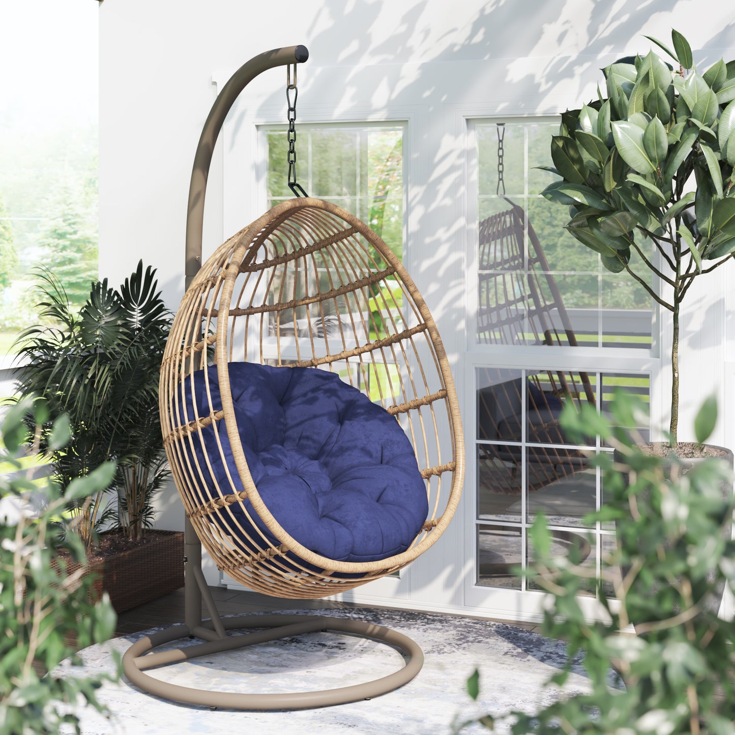 TK Classics Swing Egg Chair Hammock with Cushion and Stand