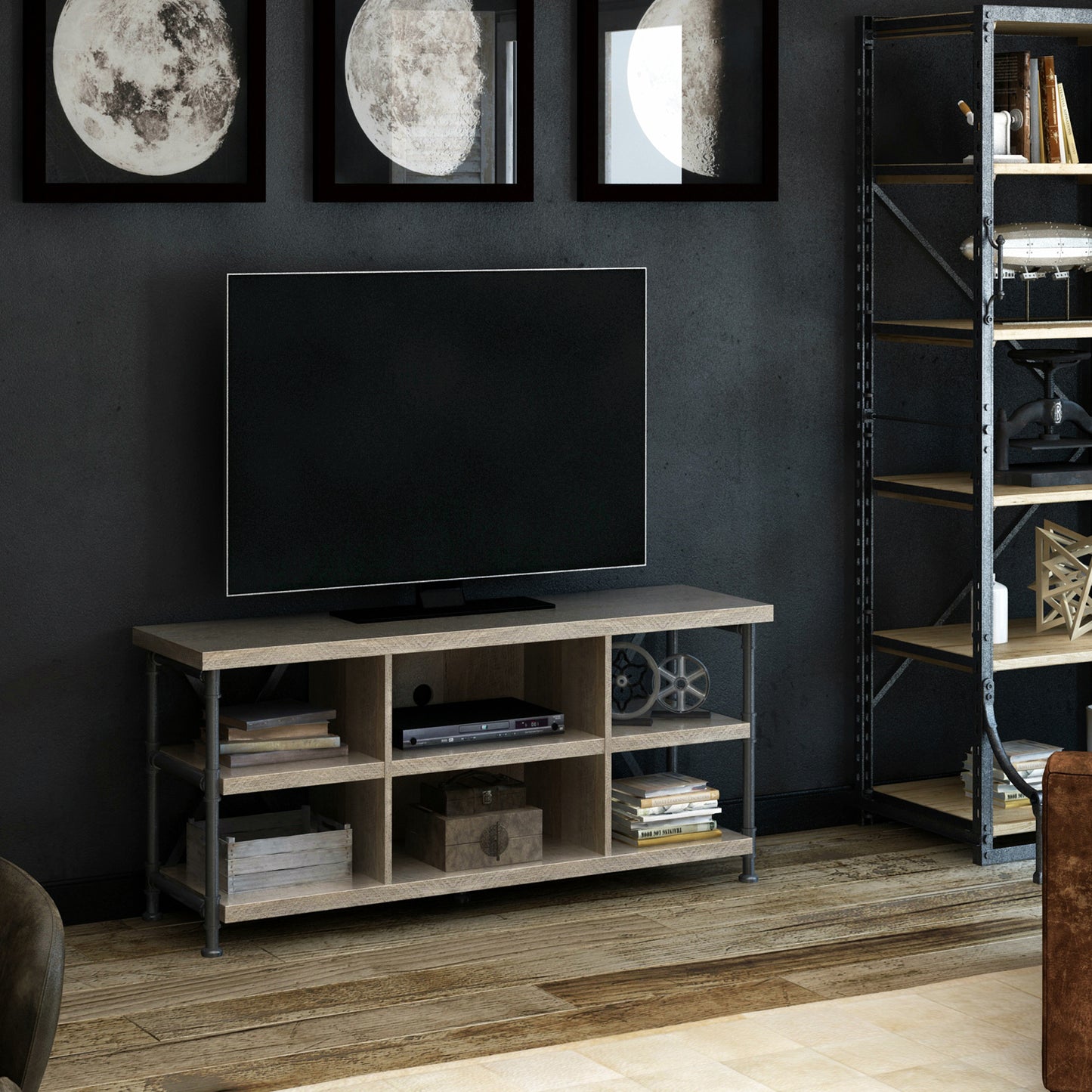 Irondale Open Architecture TV Stand for TVs up to 60 inches, Autumn Driftwood