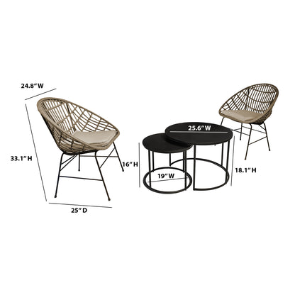 TK Classics 3 Piece Outdoor Conversation Set with Cushions