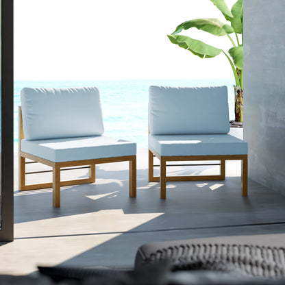 TK Classics Outdoor Aluminum Armless Sofa Seats, Set of 2