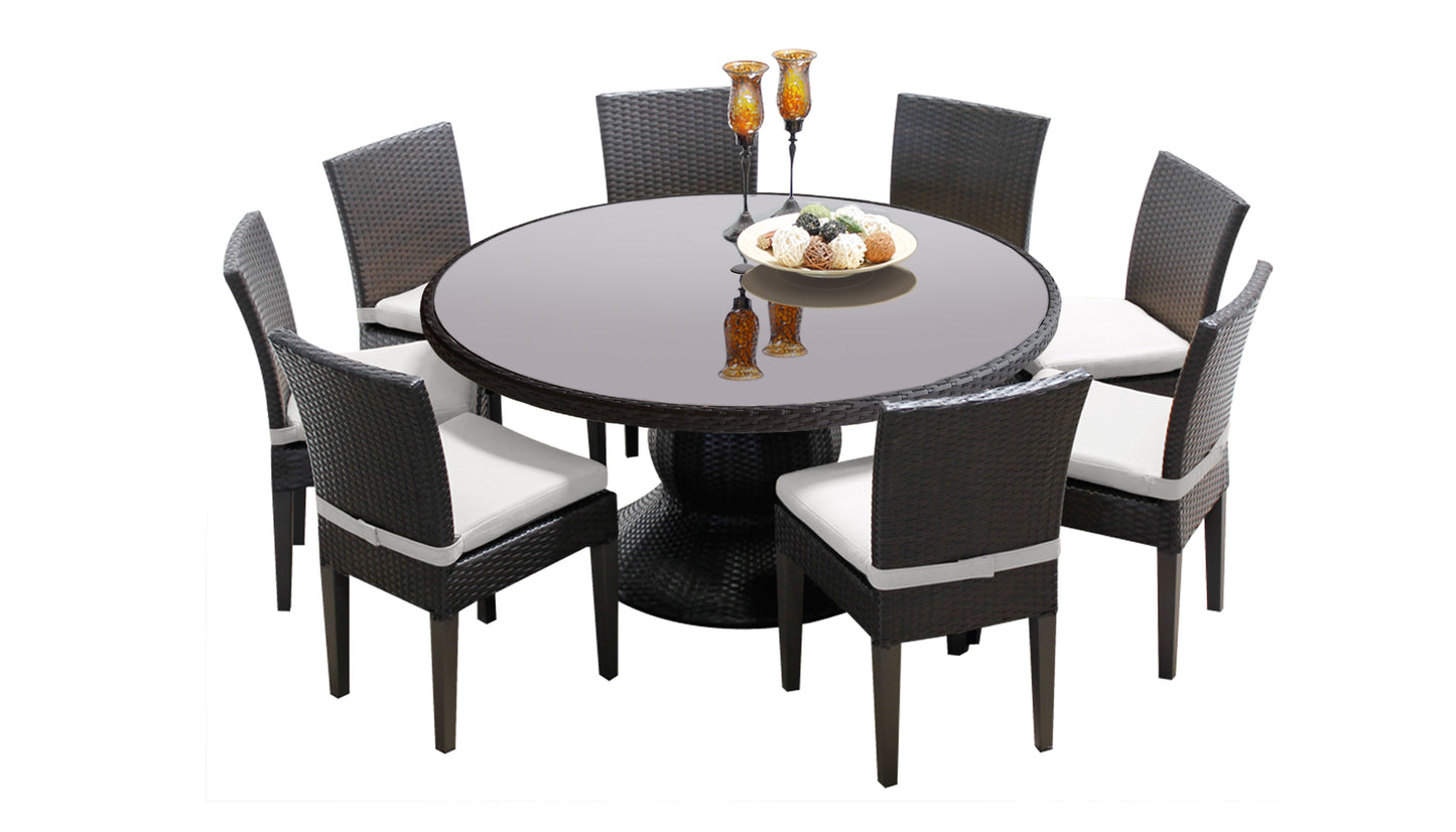 Napa 9 Piece Round Outdoor Patio Wicker Dining Set with Cushions