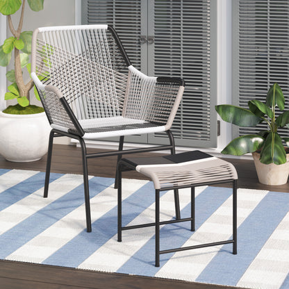 TK Classics Outdoor Wicker Contemporary Lounge Chair with Ottoman