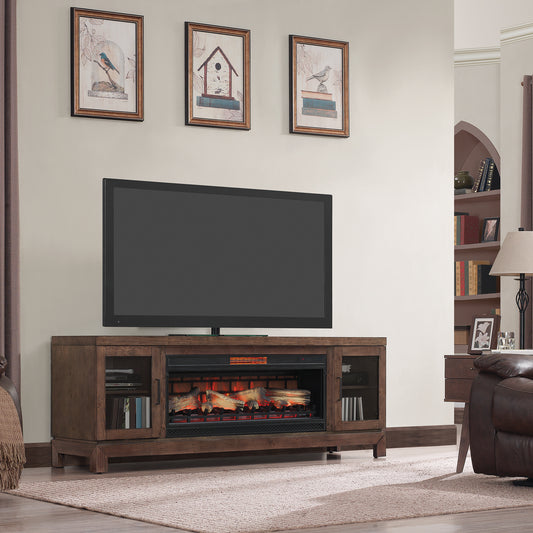 Berkeley TV Stand for TVs up to 80", Spanish Gray  (Electric Fireplace Insert sold separately)