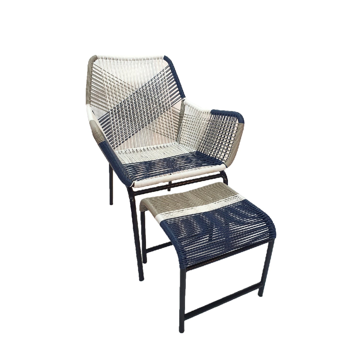 TK Classics Outdoor Wicker Contemporary Lounge Chair with Ottoman