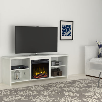 Shelter Cove TV Stand for TVs up to 65" with Electric Fireplace, Valley Pine