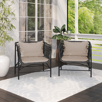 TK Classics Outdoor Arm Chairs with Cushions, Set of 2