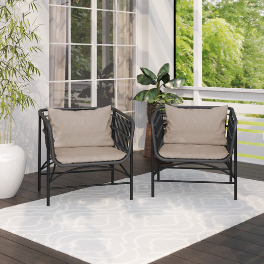 TK Classics Outdoor Arm Chairs with Cushions, Set of 2