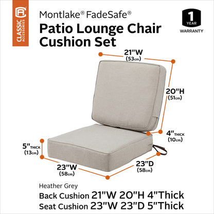 Classic Accessories Montlake FadeSafe Weatherproof Outdoor Chair Cushion, Set of 2