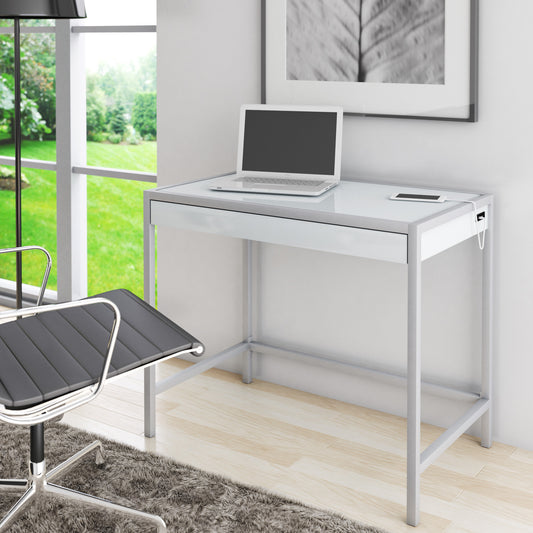 Writing Desk with USB Charging Ports and Extra Large Drawer