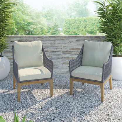 TK Classics Set of 2 Outdoor Arm Chairs with Cushions