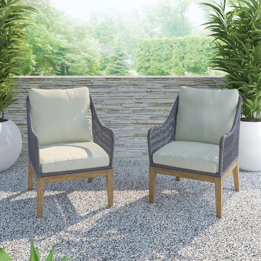 TK Classics Set of 2 Outdoor Arm Chairs with Cushions