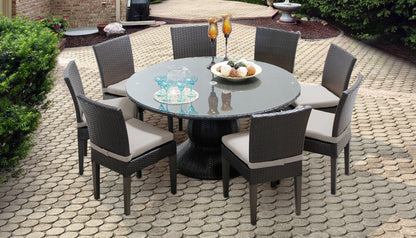 Napa 9 Piece Round Outdoor Patio Wicker Dining Set with Cushions