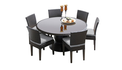 Barbados 7 Piece Round Outdoor Patio Wicker Dining Set with Cushions