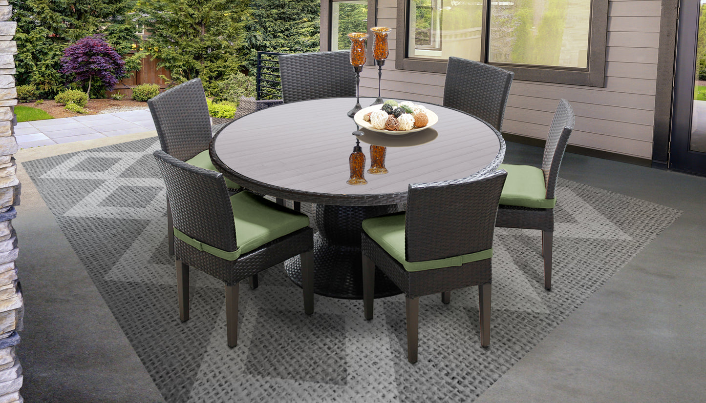 Napa 7 Piece Round Outdoor Patio Wicker Dining Set with Cushions