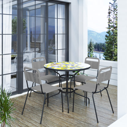 TK Classics 5 Piece Outdoor Dining Set with Geometric Tabletop, 35"W