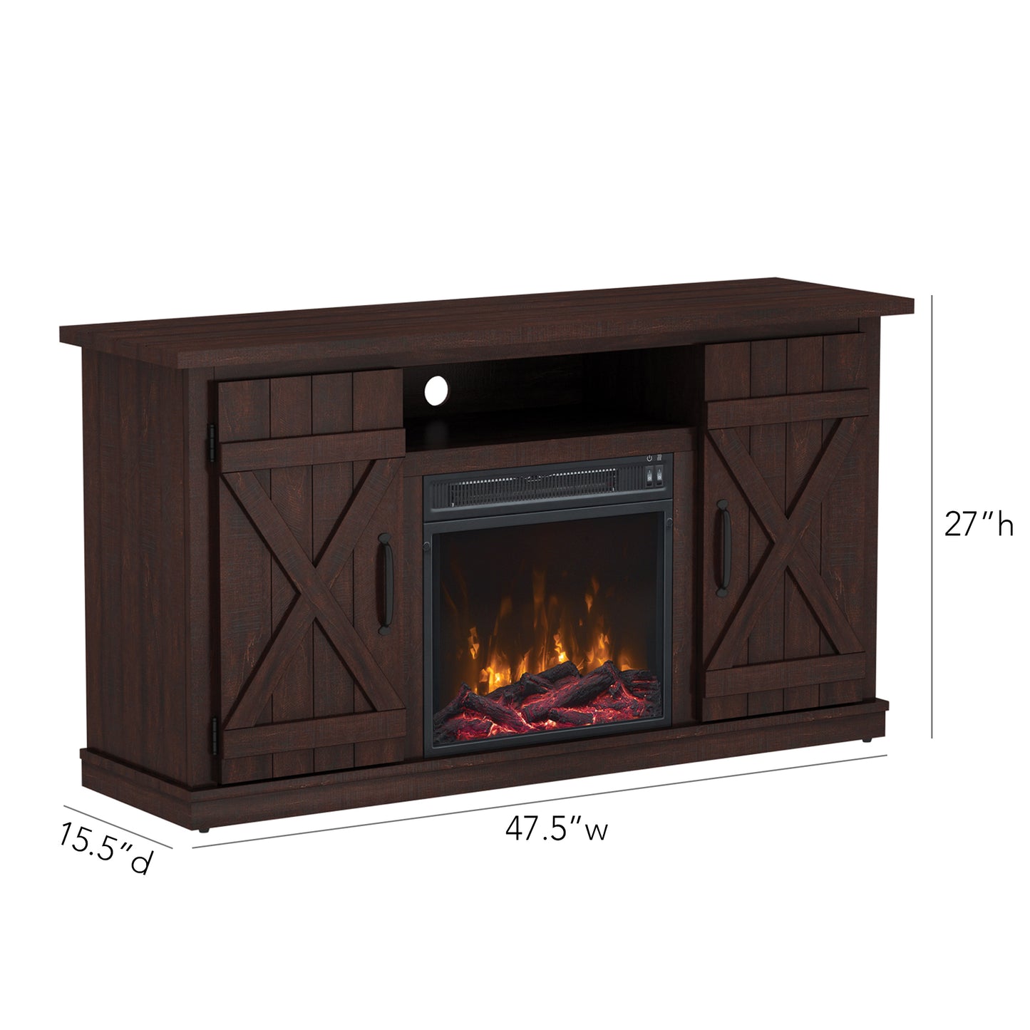 Cottonwood TV Stand for TVs up to 55" with Electric Fireplace