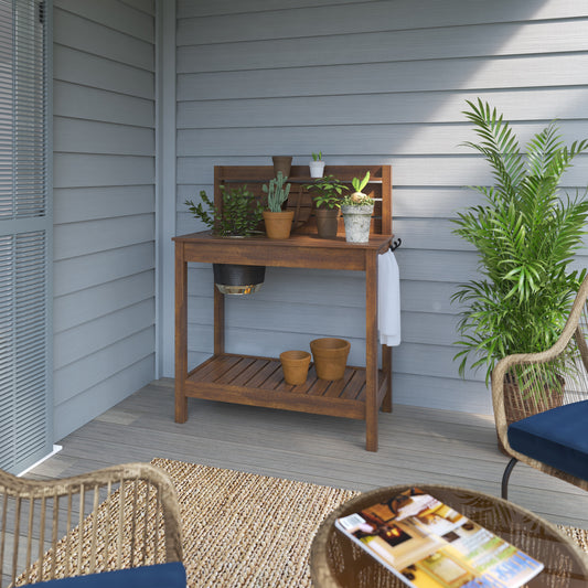 TK Classics Acacia Potting Bench