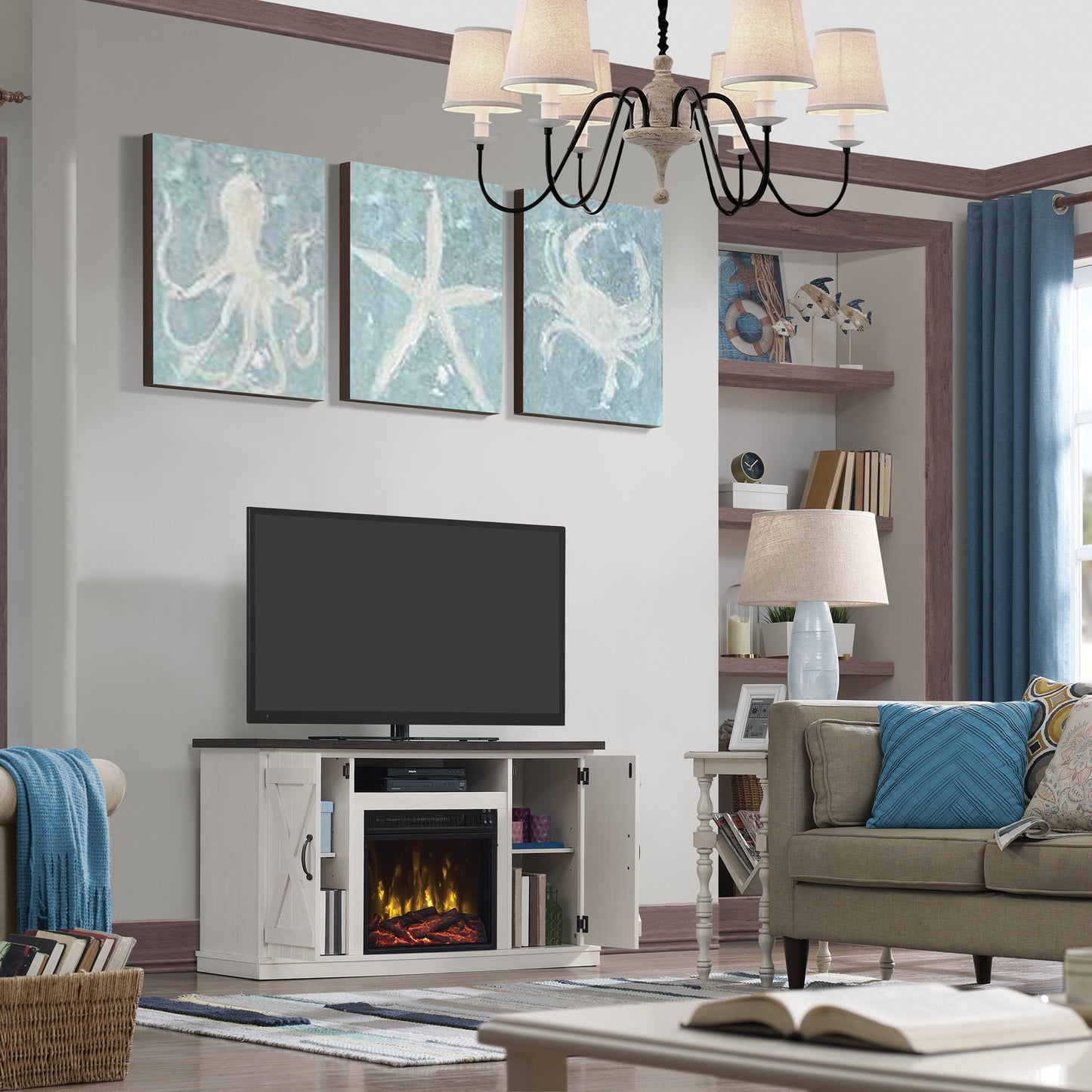 Cottonwood TV Stand for TVs up to 55" with Electric Fireplace