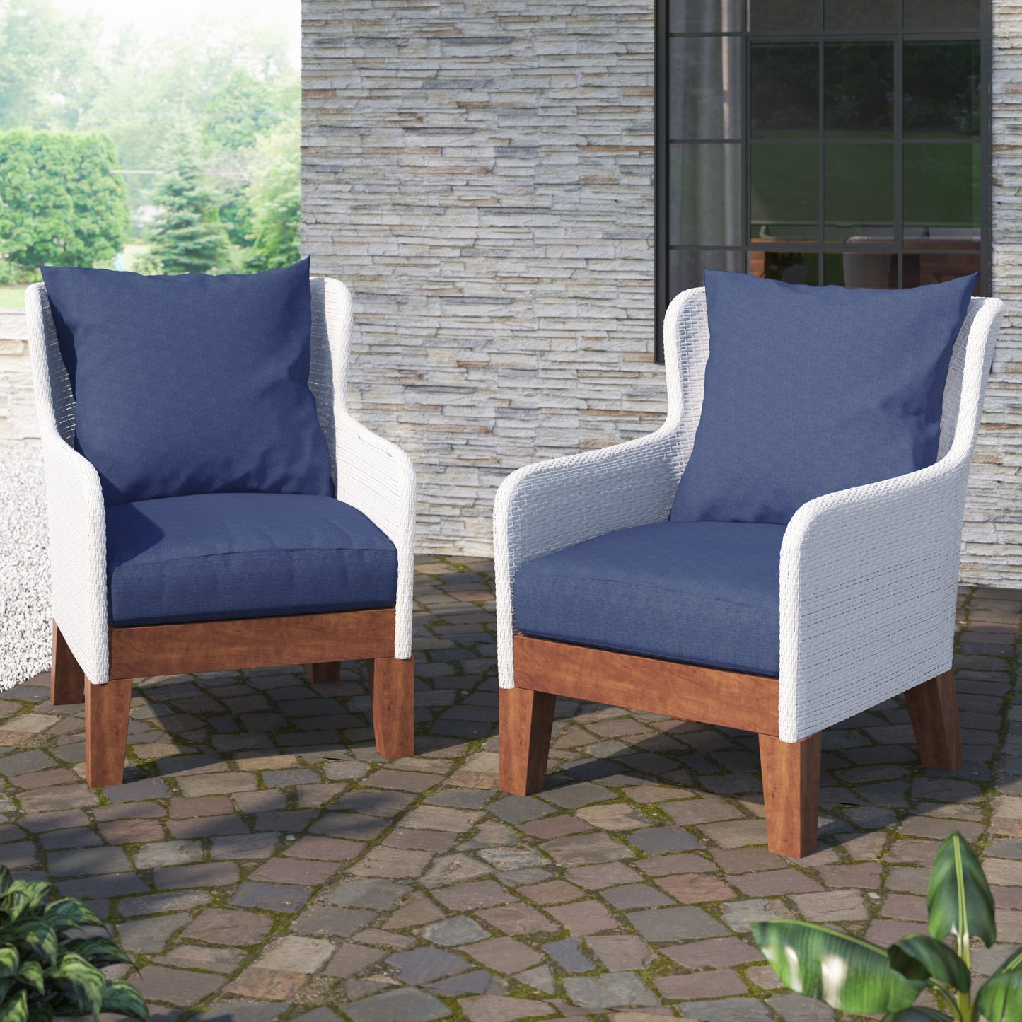 TK Classics Outdoor Arm Chairs with Cushions, Set of 2