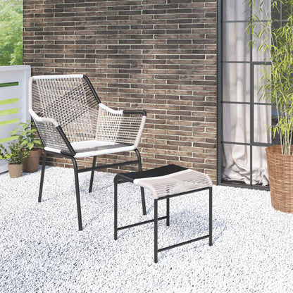 TK Classics Outdoor Wicker Contemporary Lounge Chair with Ottoman