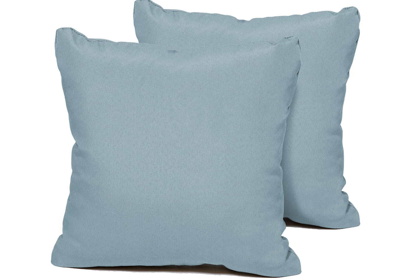 Two light blue pillows on a white background