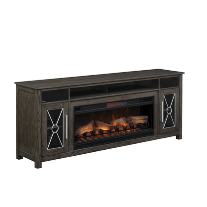 Heathrow TV Stand with Two Speakers for TVs up to 80”, Tifton Oak (Electric Fireplace sold separately)
