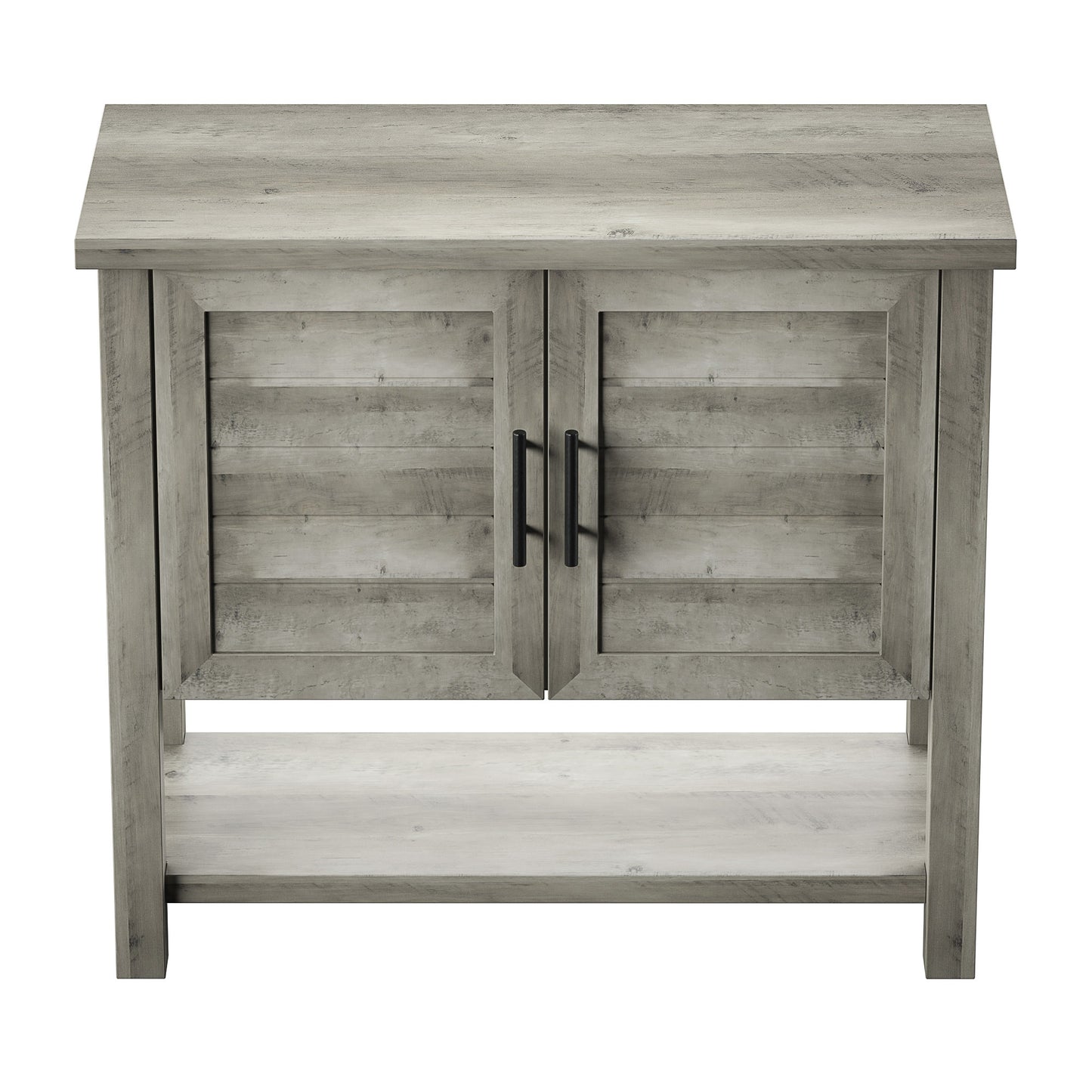 Console Table with USB Charging Ports and Louvered Doors