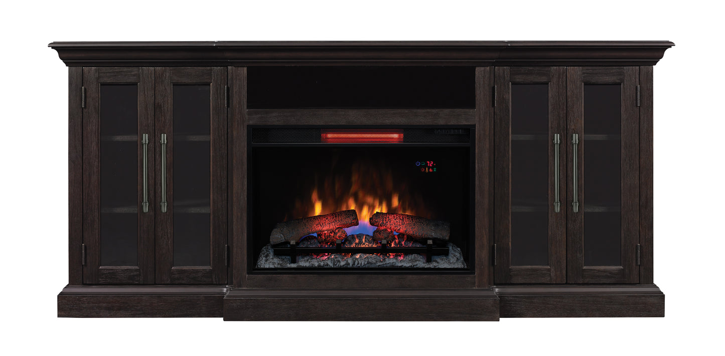 Grand TV Stand for TVs up to 80", Espresso Pine (Electric Fireplace Insert sold separately)