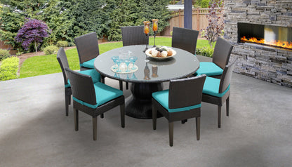 Napa 9 Piece Round Outdoor Patio Wicker Dining Set with Cushions