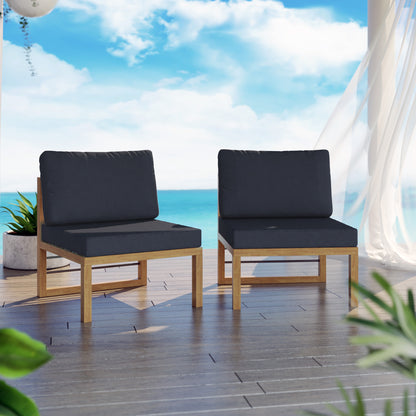 TK Classics Outdoor Aluminum Armless Sofa Seats, Set of 2