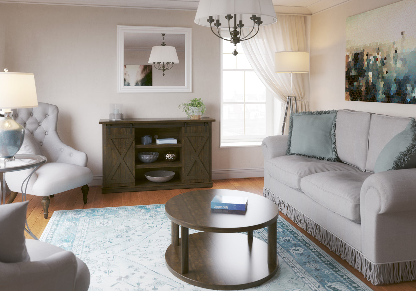 Cottonwood TV Stand for TVs up to 60 inches with Sliding Barn Doors