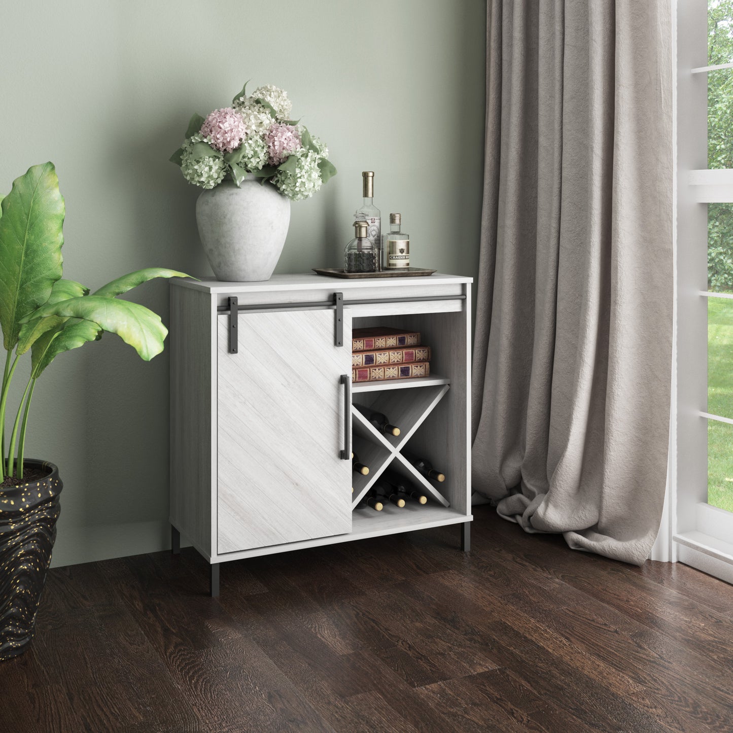 Accent Cabinet with Sliding Door and Wine Storage