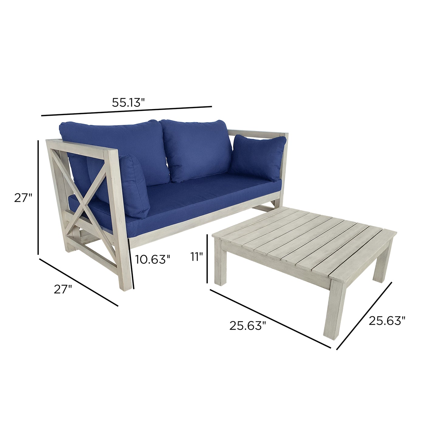 TK Classics 2 Piece Outdoor Conversation Set with Cushions