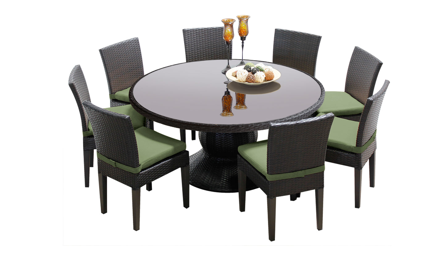 Belle 7 Piece Round Outdoor Patio Wicker Dining Set with Cushions