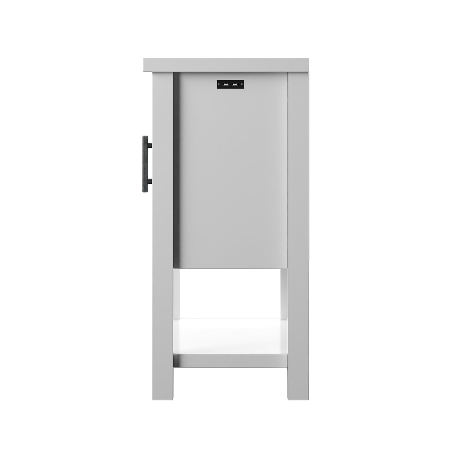 Console Table with USB Charging Ports and Louvered Doors