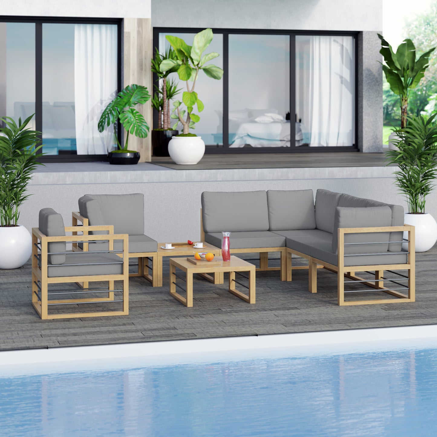 TK Classics 8 Piece Aluminum Outdoor Conversation Set