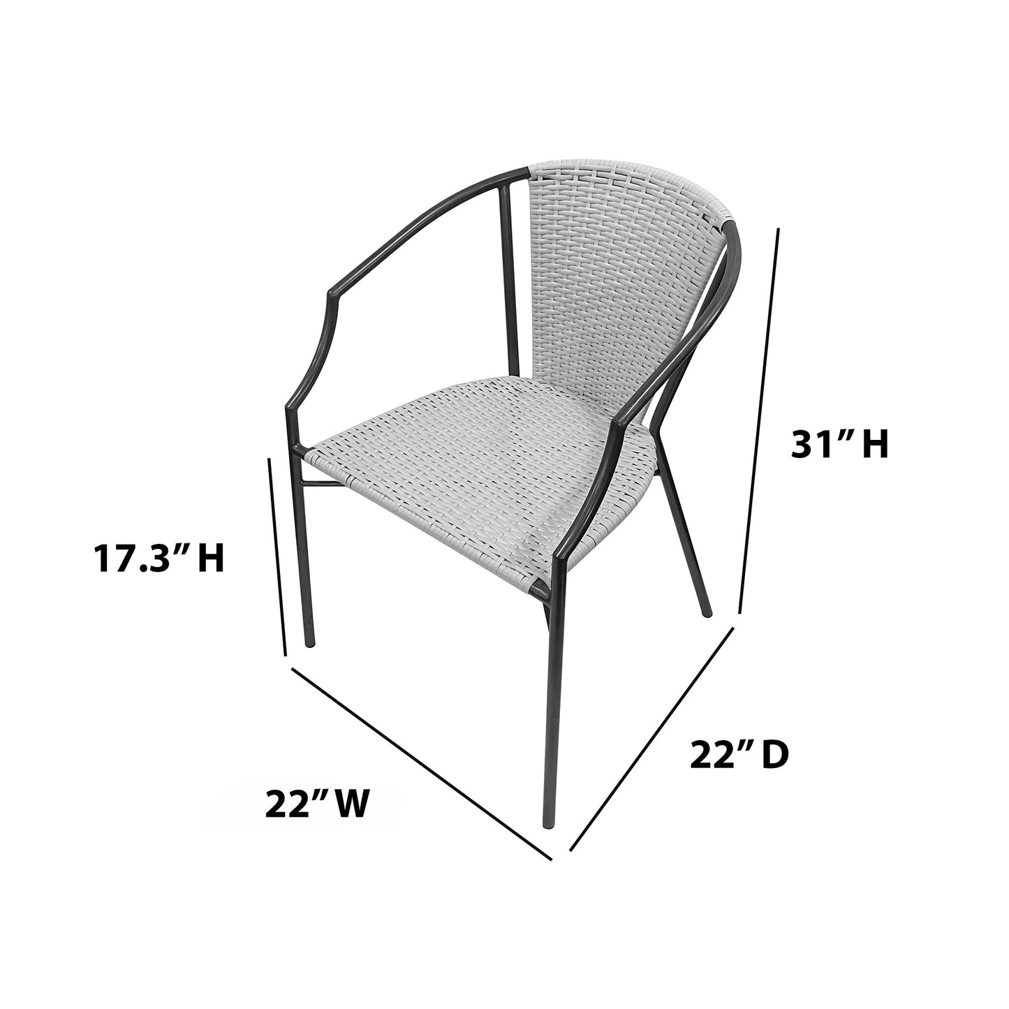 TK Classics Outdoor Wicker Dining Armchairs, Set of 2